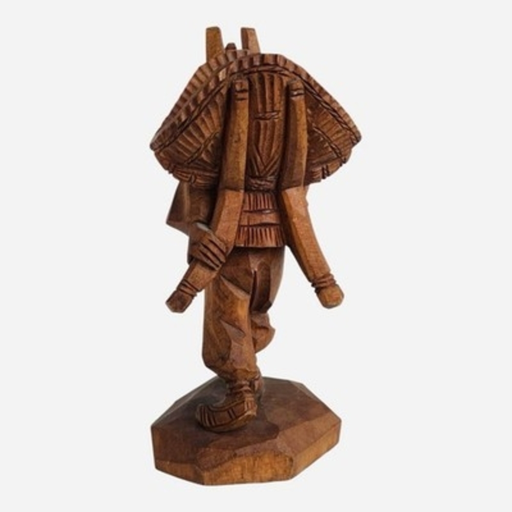 Signed Kim Boo Ho Seoul Korea Vintage Hand Carved Wood Asian Man Figurine 6" - Picture 3 of 5